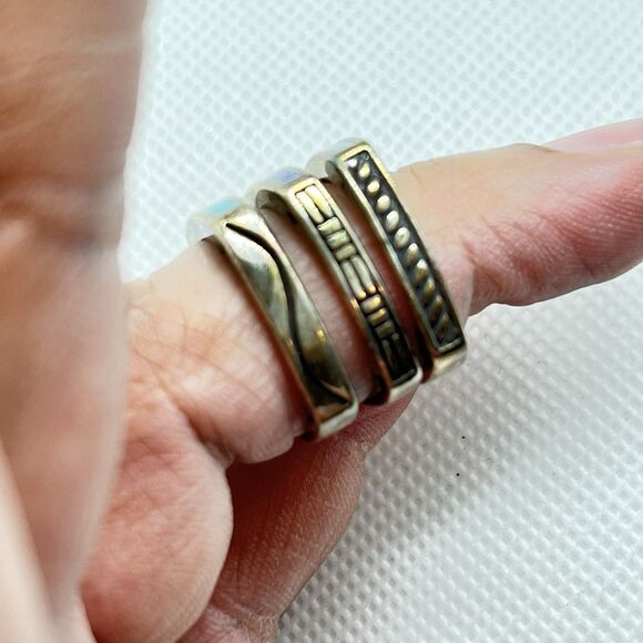 NIB Y2K VTG AVA Yetter Sterling Silver/Multi-Colored Stone Stackable 3 Set Rings - Picture 3 of 5